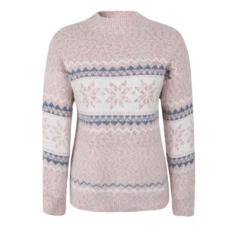 Women's Colour Block Jumper with Long Sleeves and Low Collar