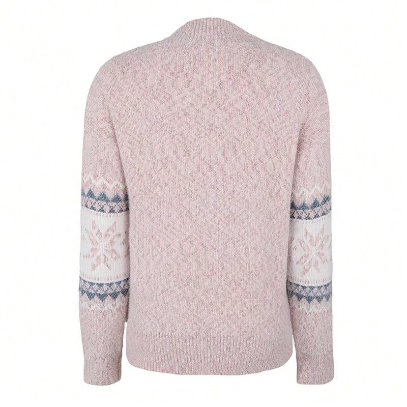Women's Colour Block Jumper with Long Sleeves and Low Collar