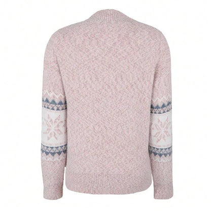 Women's Colour Block Jumper with Long Sleeves and Low Collar
