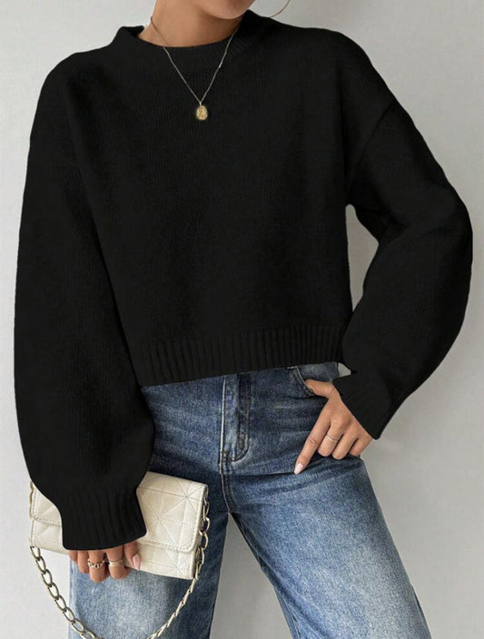 Women's Fine Knit Jumper with Round Neckline