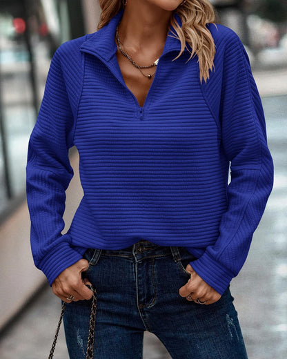 Women's Half-Zip Stand-Up Collar Jumper in Soft Touch Fabric