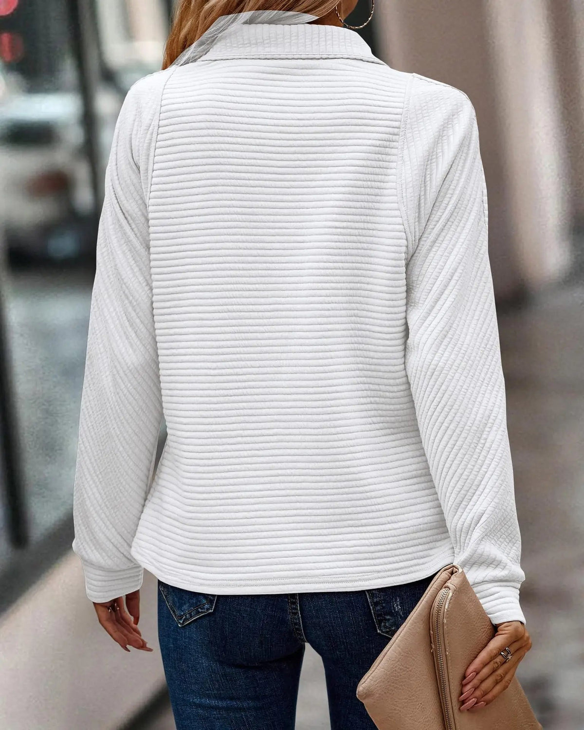 Women's Half-Zip Stand-Up Collar Jumper in Soft Touch Fabric