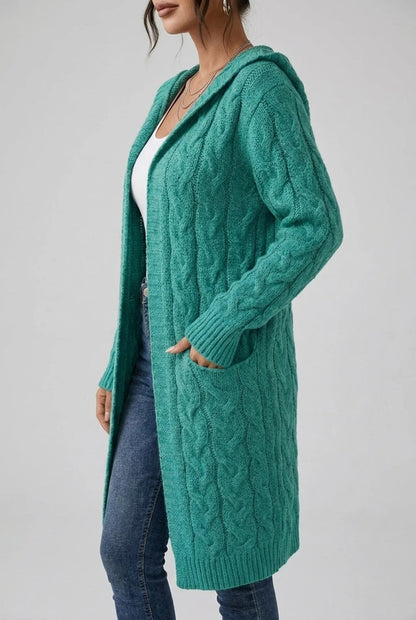 Women's Hooded Cardigan in Soft Knit with Open Front and Designed Cut