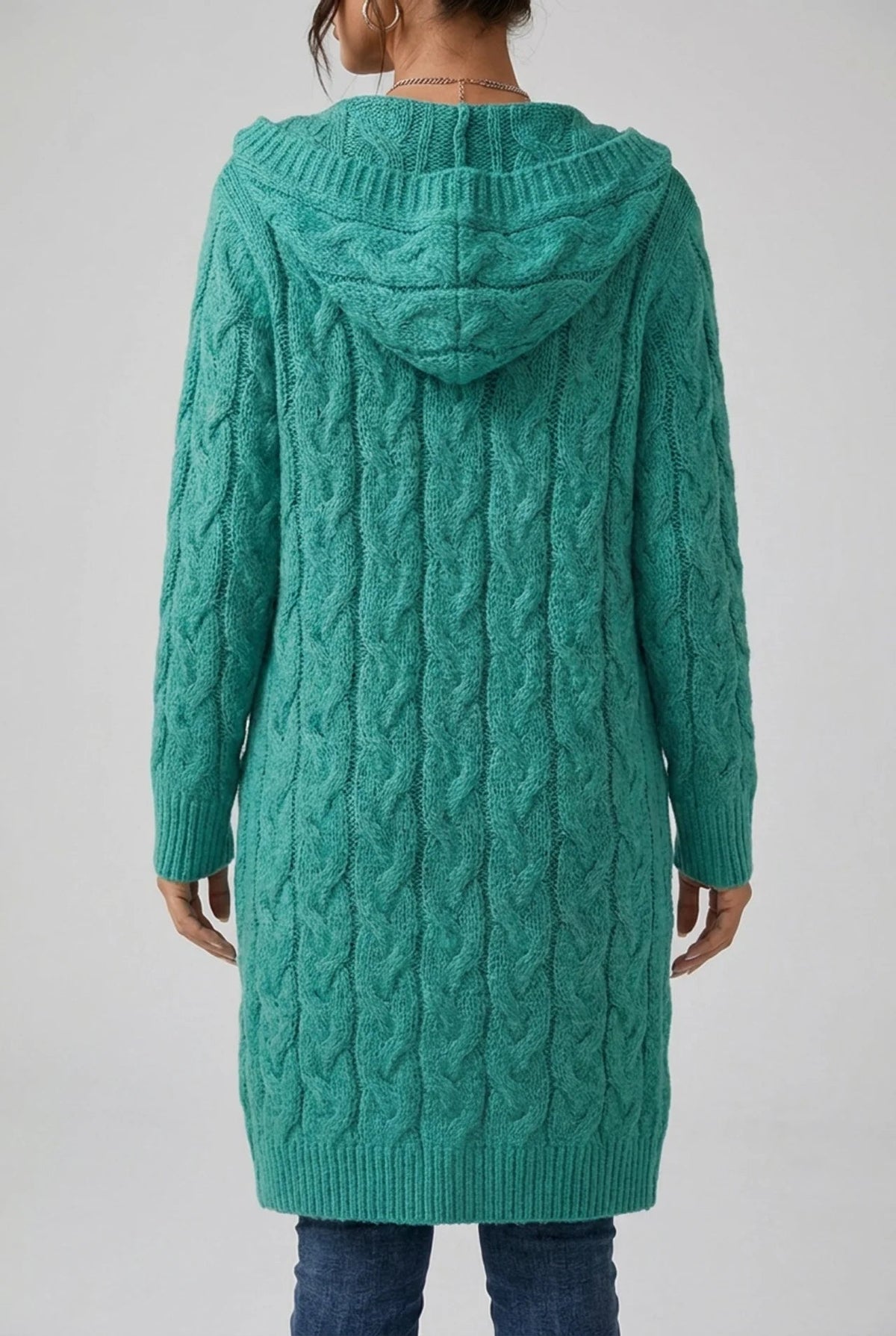 Women's Hooded Cardigan in Soft Knit with Open Front and Designed Cut