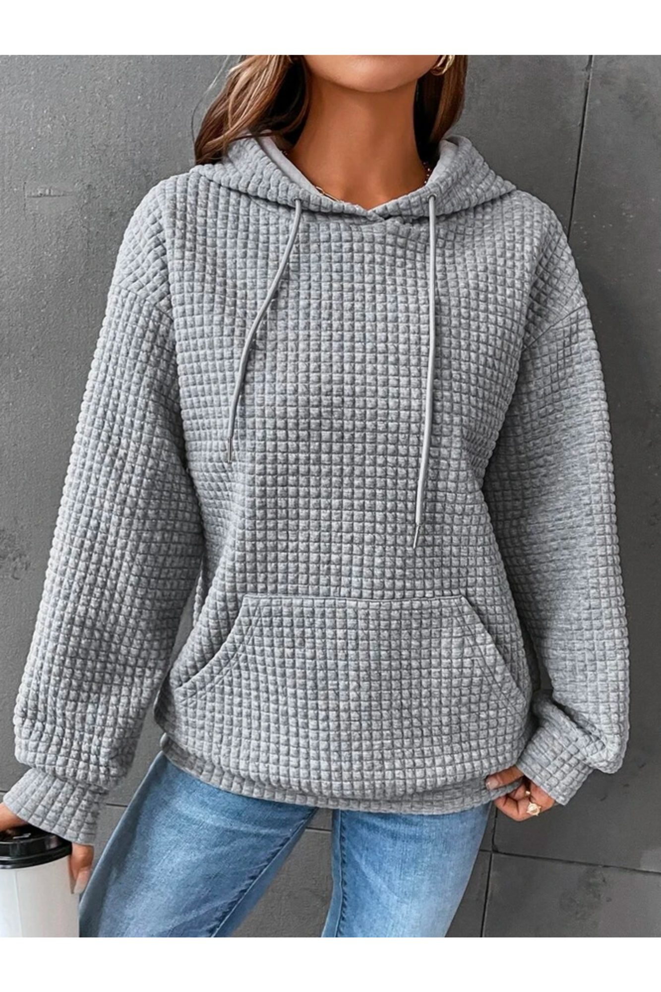 Women's Hooded Knit Jumper with Anti-Static Fabric
