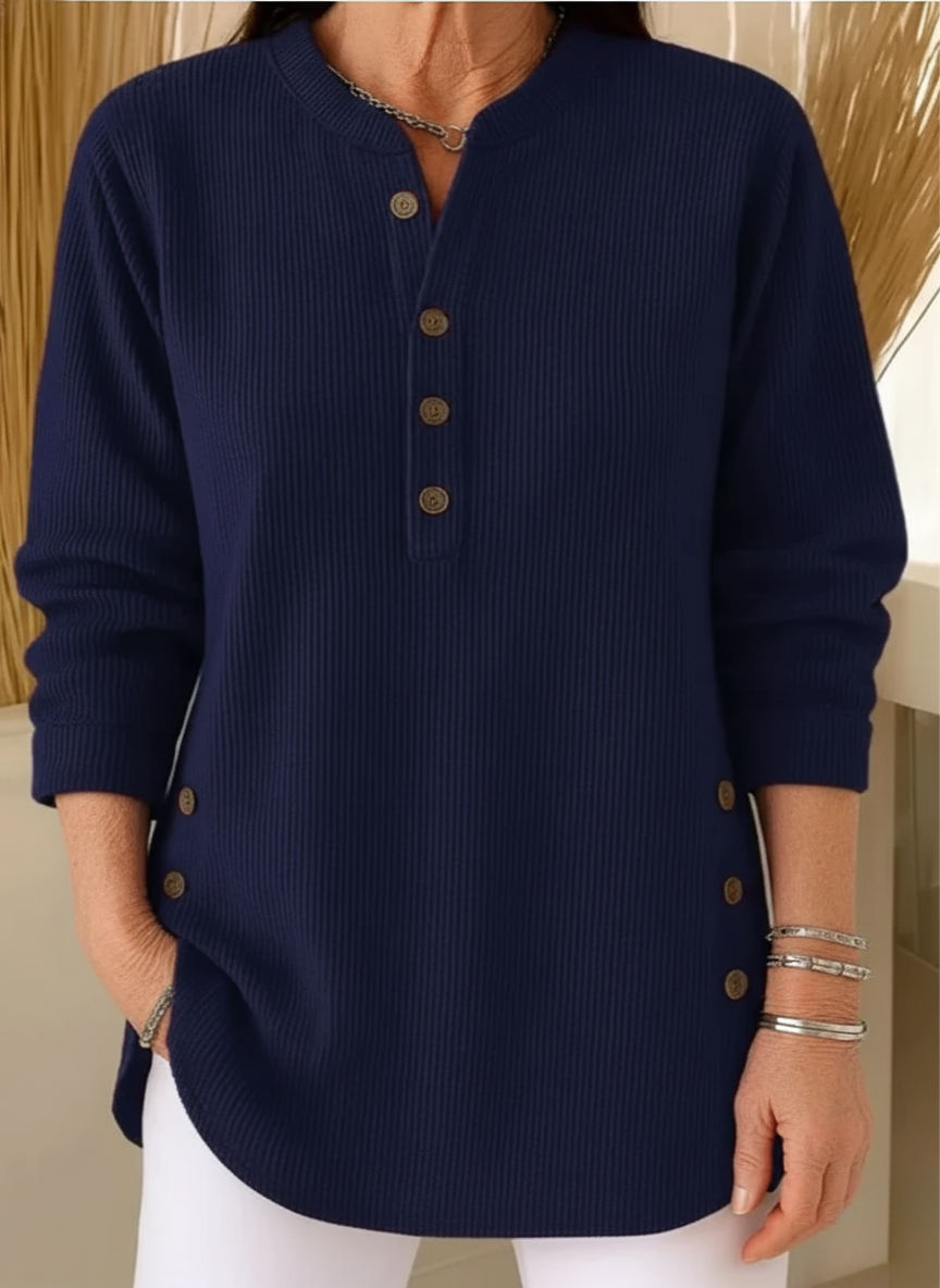 Women's Knit Jumper with Button Detail and Flattering Fit
