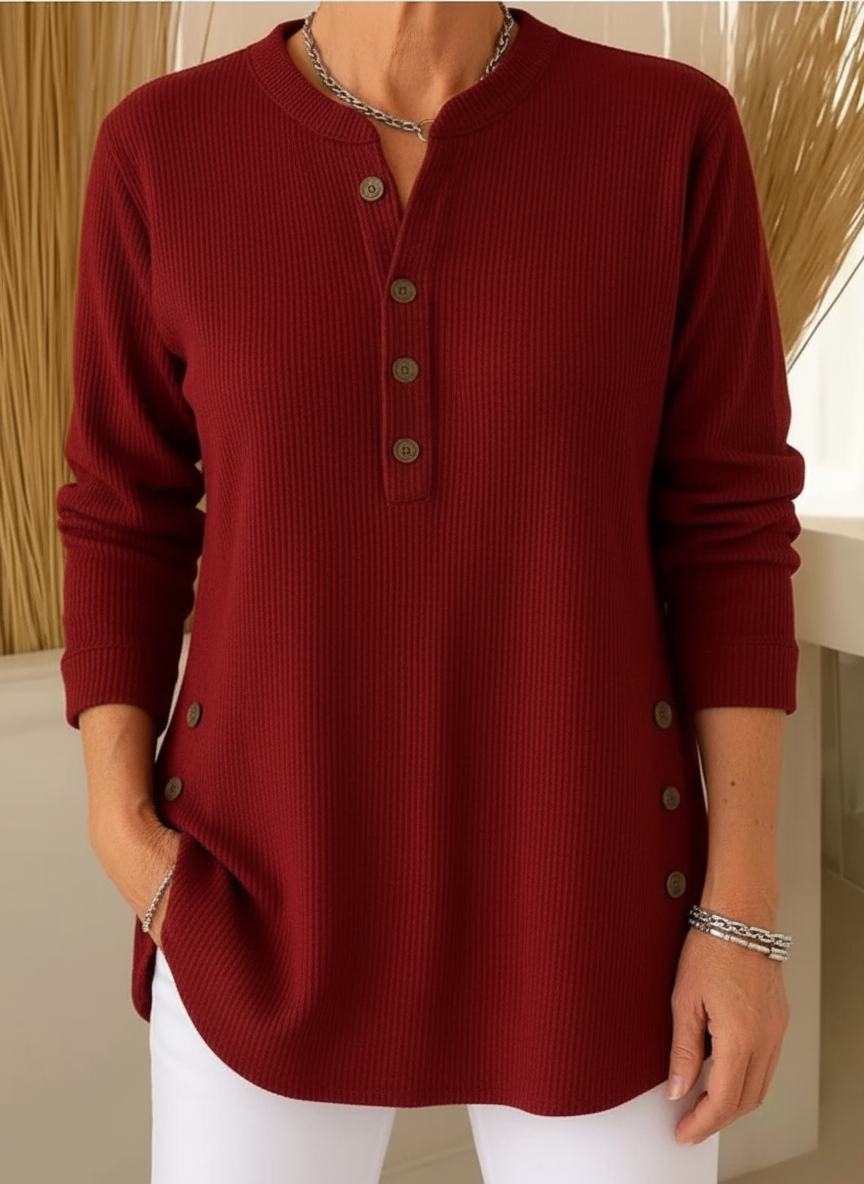 Women's Knit Jumper with Button Detail and Flattering Fit
