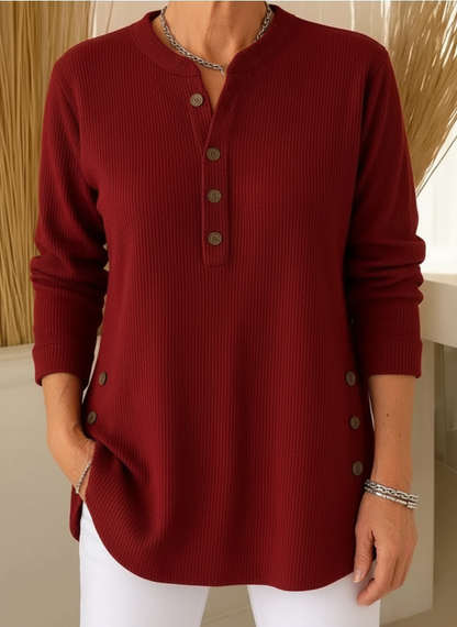 Women's Knit Jumper with Button Detail and Flattering Fit