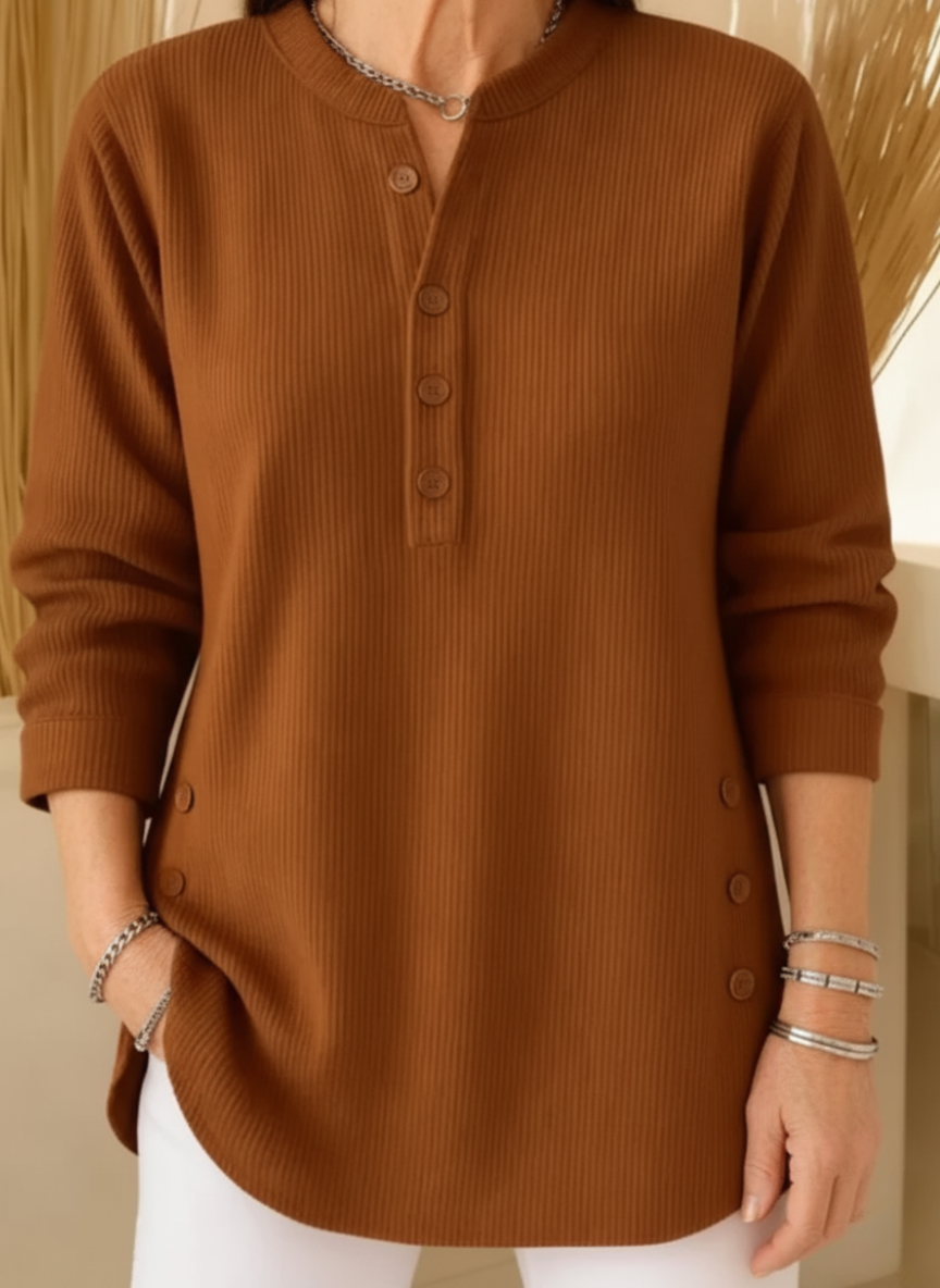 Women's Knit Jumper with Button Detail and Flattering Fit