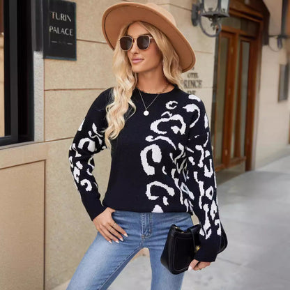 Women's Knitted Jumper with Animal Print Design