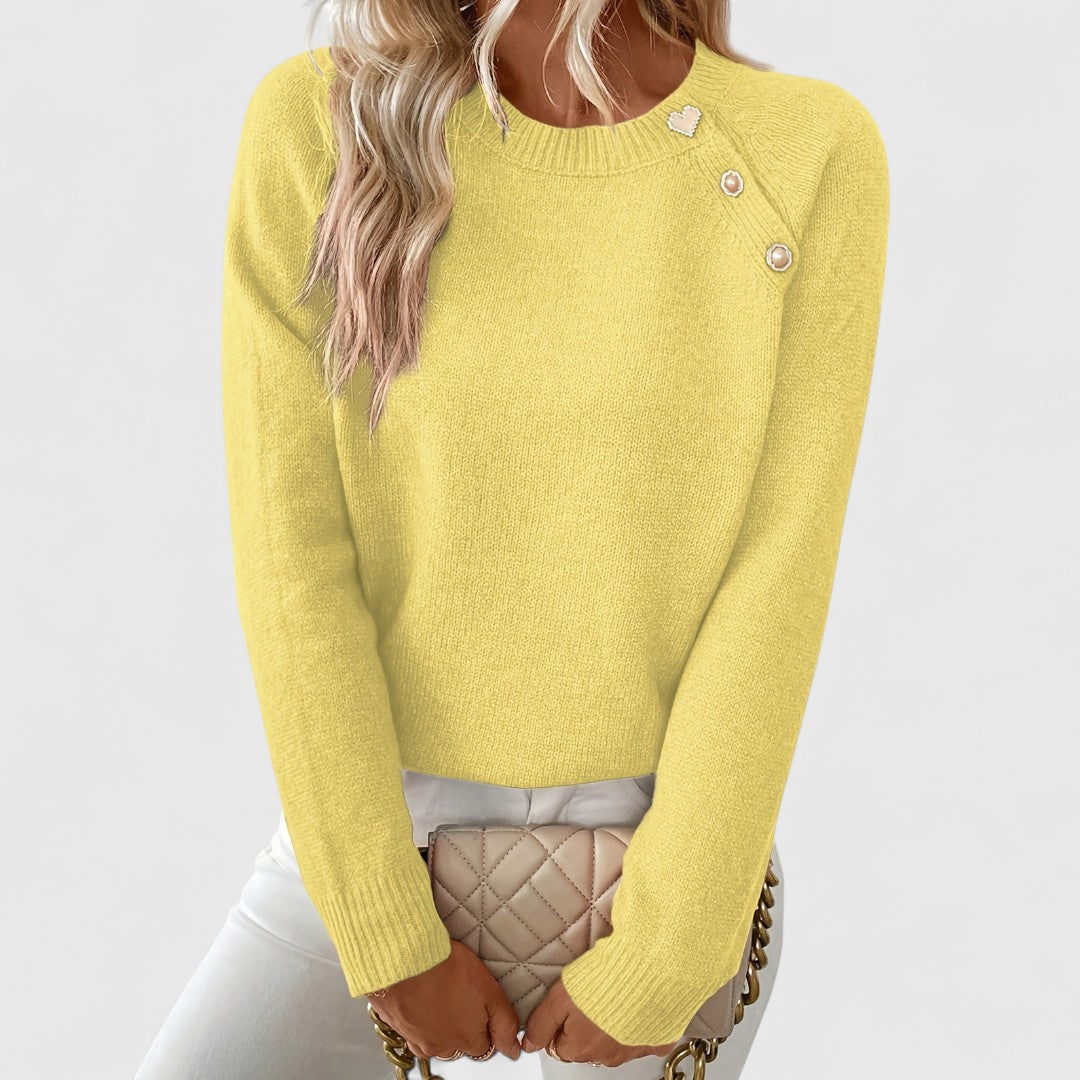 Women's Knitted Jumper with Beaded Details and Soft Fabric