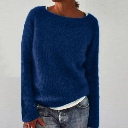 Women's Knitted Jumper with Round Neck and Soft Fabric