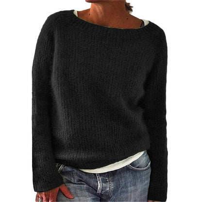 Women's Knitted Jumper with Round Neck and Soft Fabric
