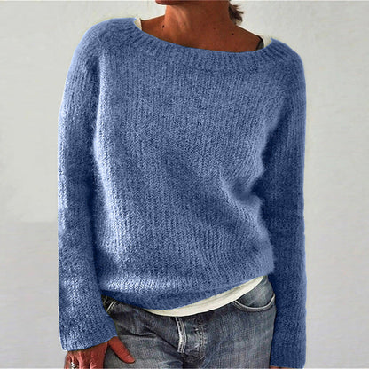 Women's Knitted Jumper with Round Neck and Soft Fabric
