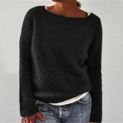 Women's Knitted Jumper with Round Neck and Soft Fabric