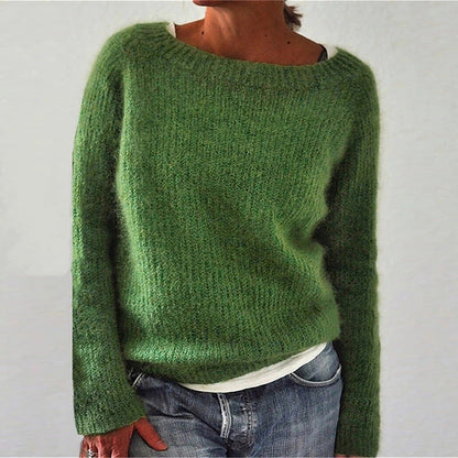 Women's Knitted Jumper with Round Neck and Soft Fabric