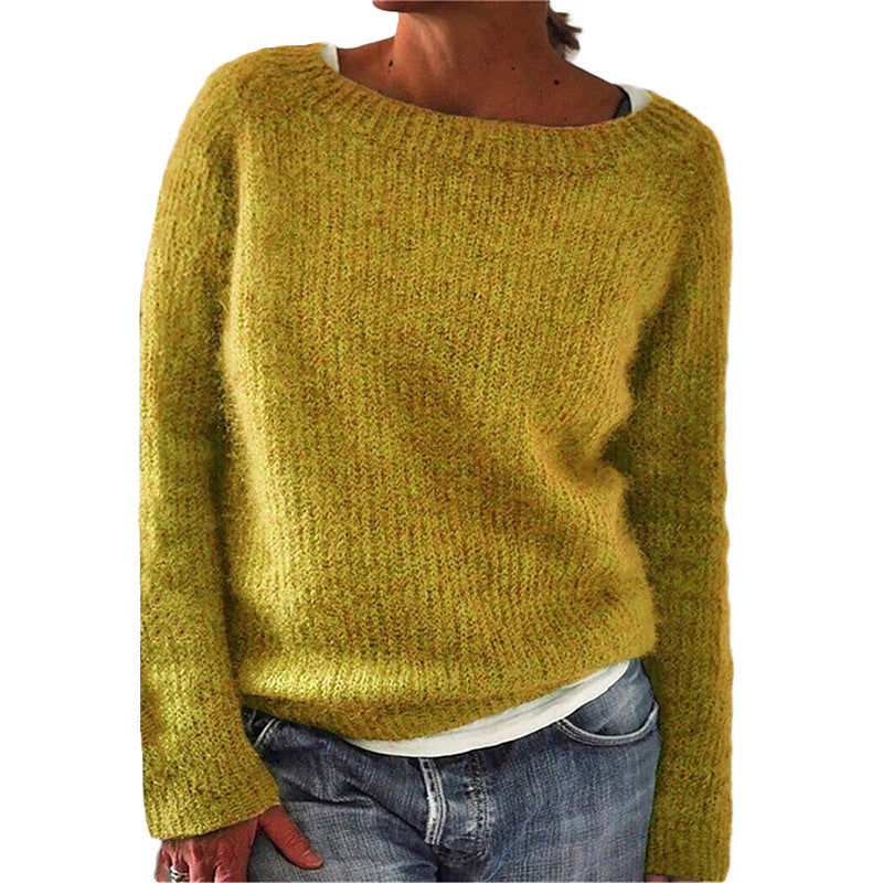 Women's Knitted Jumper with Round Neck and Soft Fabric