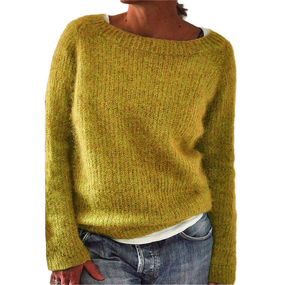 Women's Knitted Jumper with Round Neck and Soft Fabric