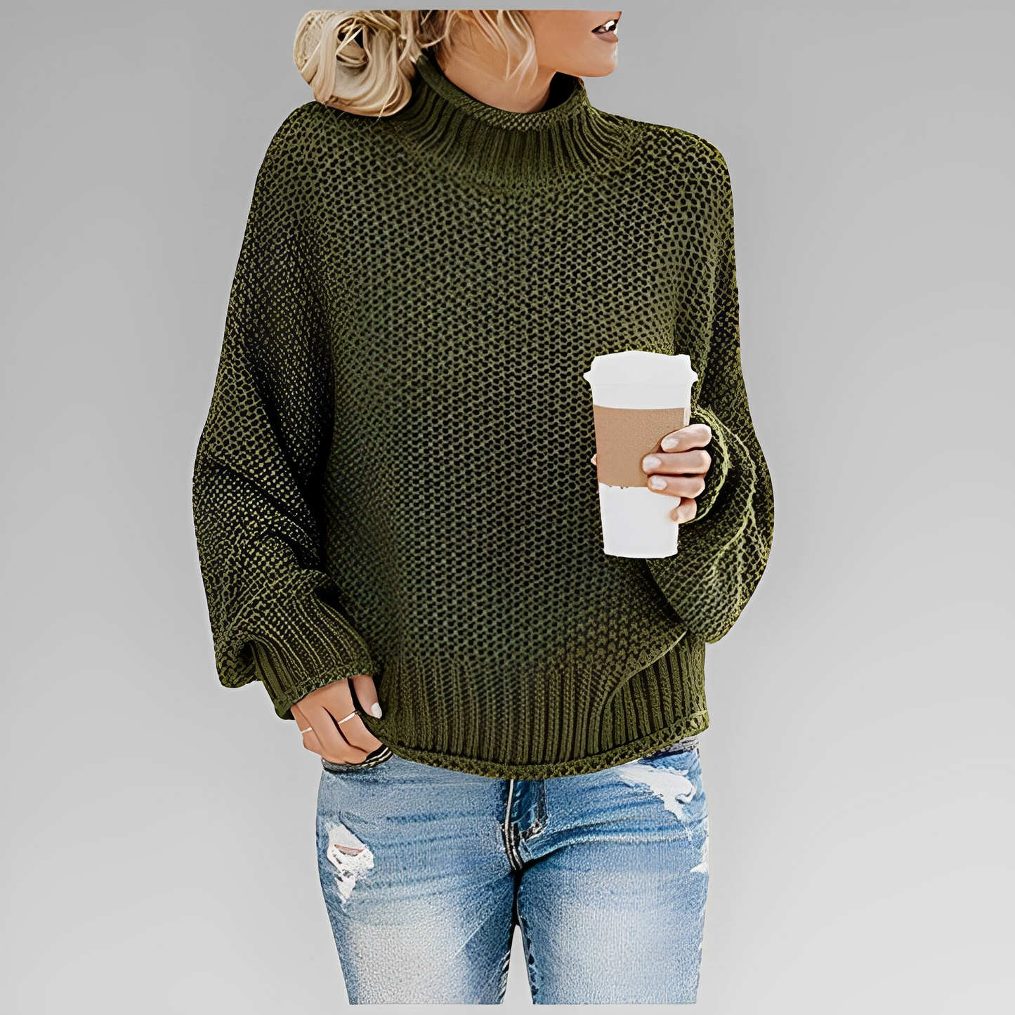 Women's Knitted Turtleneck Jumper in Soft Fabric