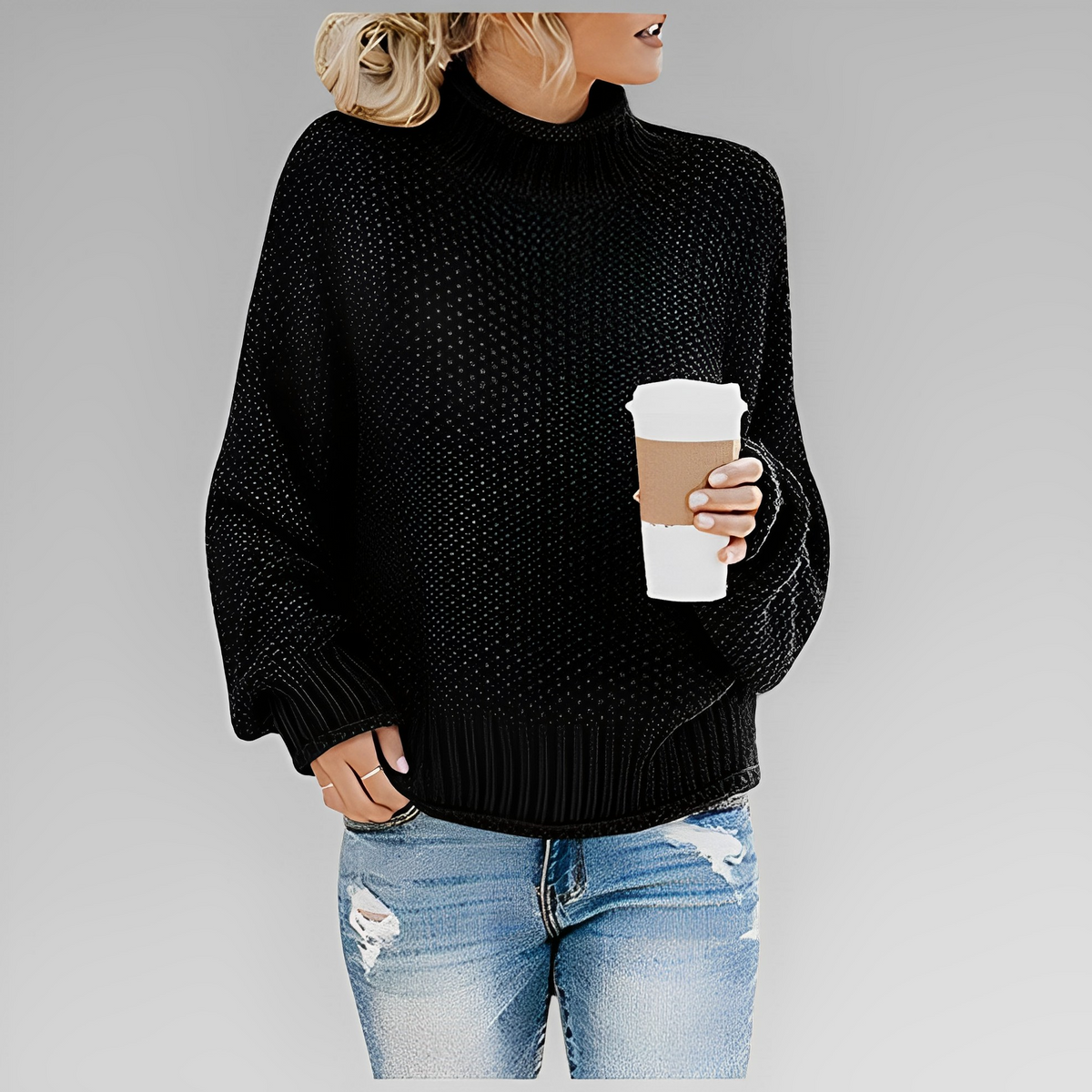 Women's Knitted Turtleneck Jumper in Soft Fabric