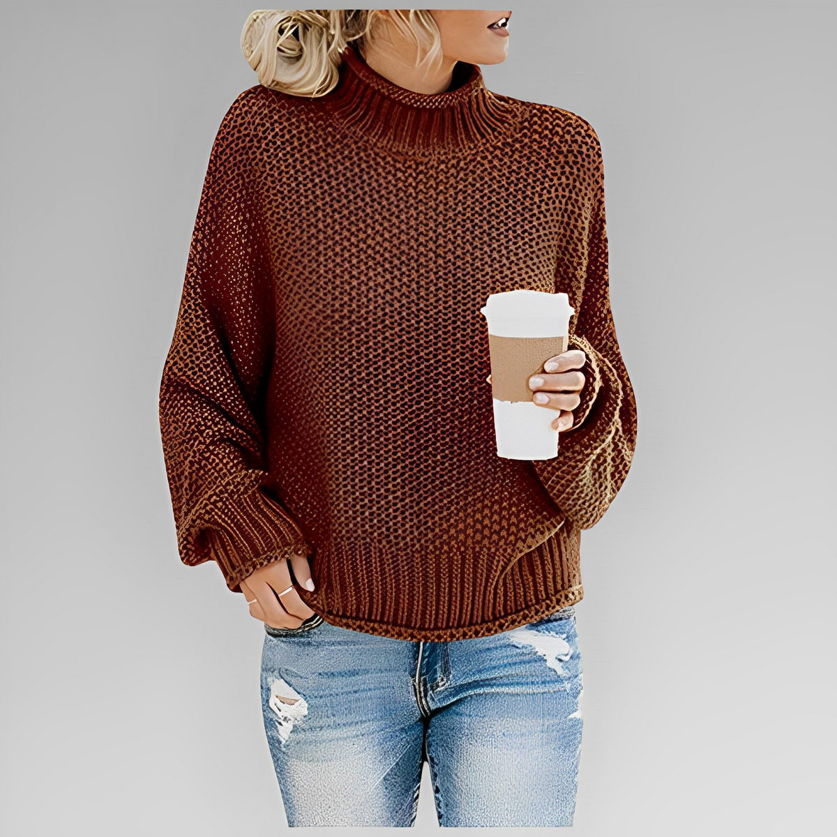 Women's Knitted Turtleneck Jumper in Soft Fabric