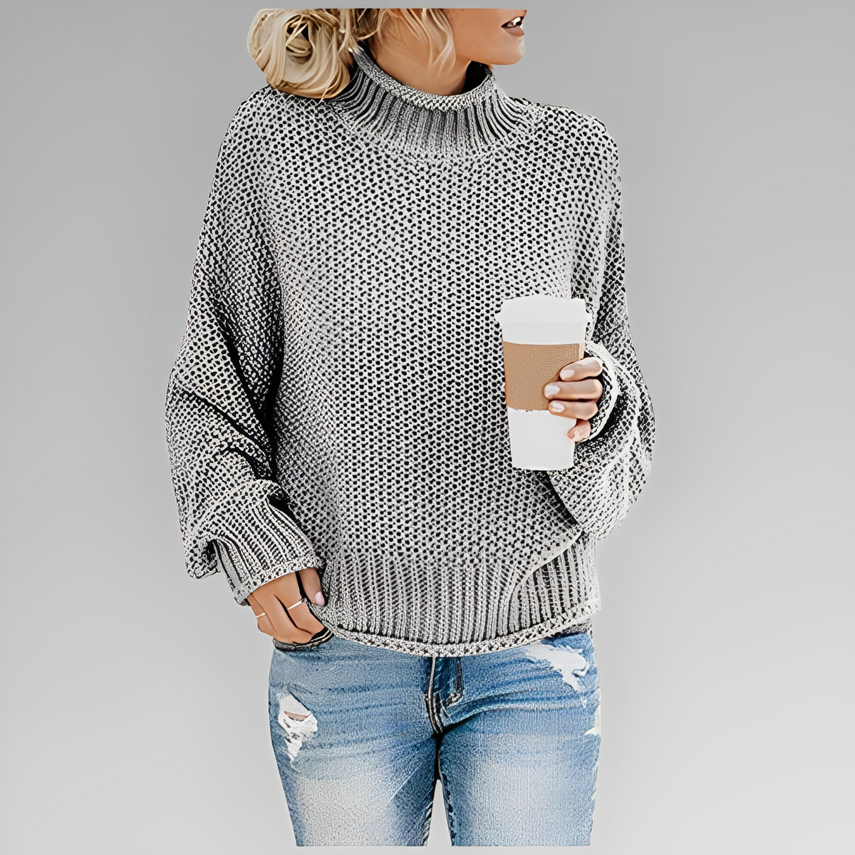 Women's Knitted Turtleneck Jumper in Soft Fabric