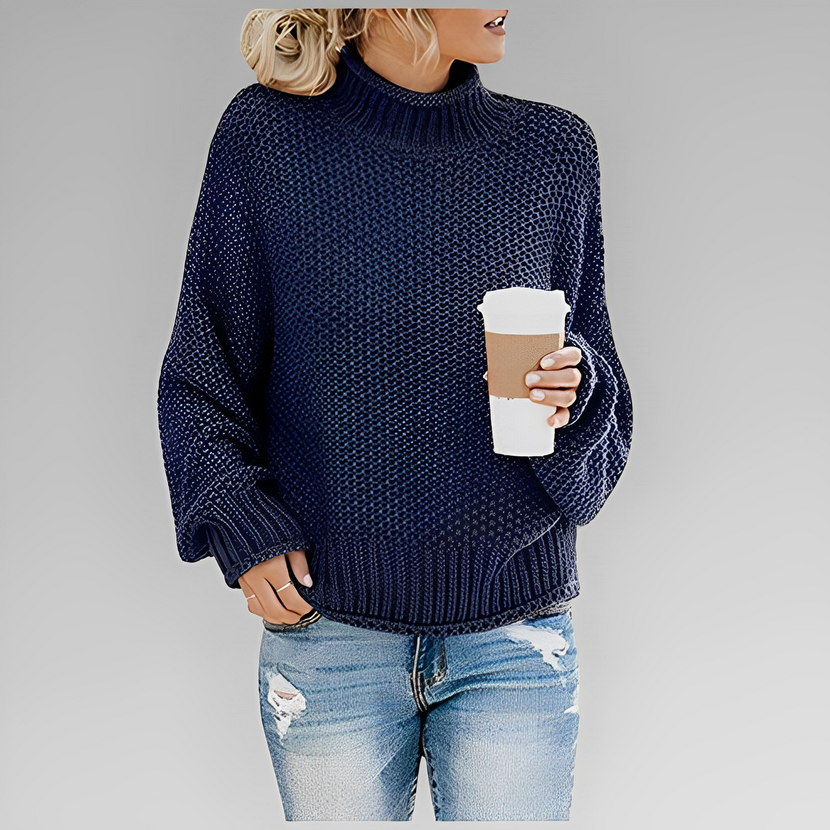 Women's Knitted Turtleneck Jumper in Soft Fabric