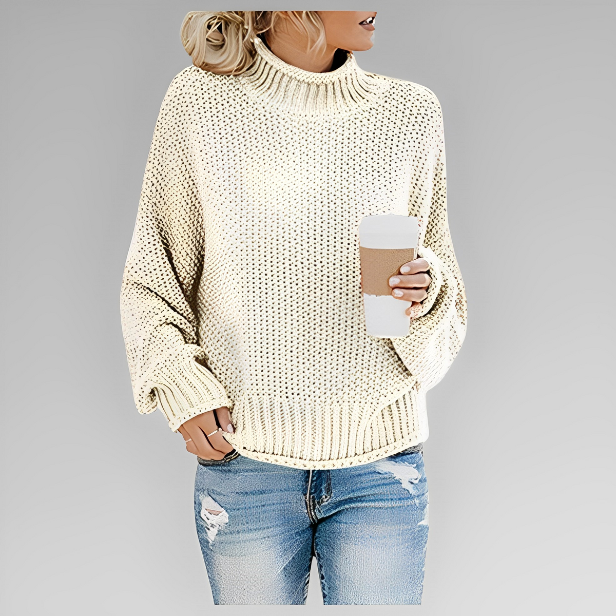 Women's Knitted Turtleneck Jumper in Soft Fabric