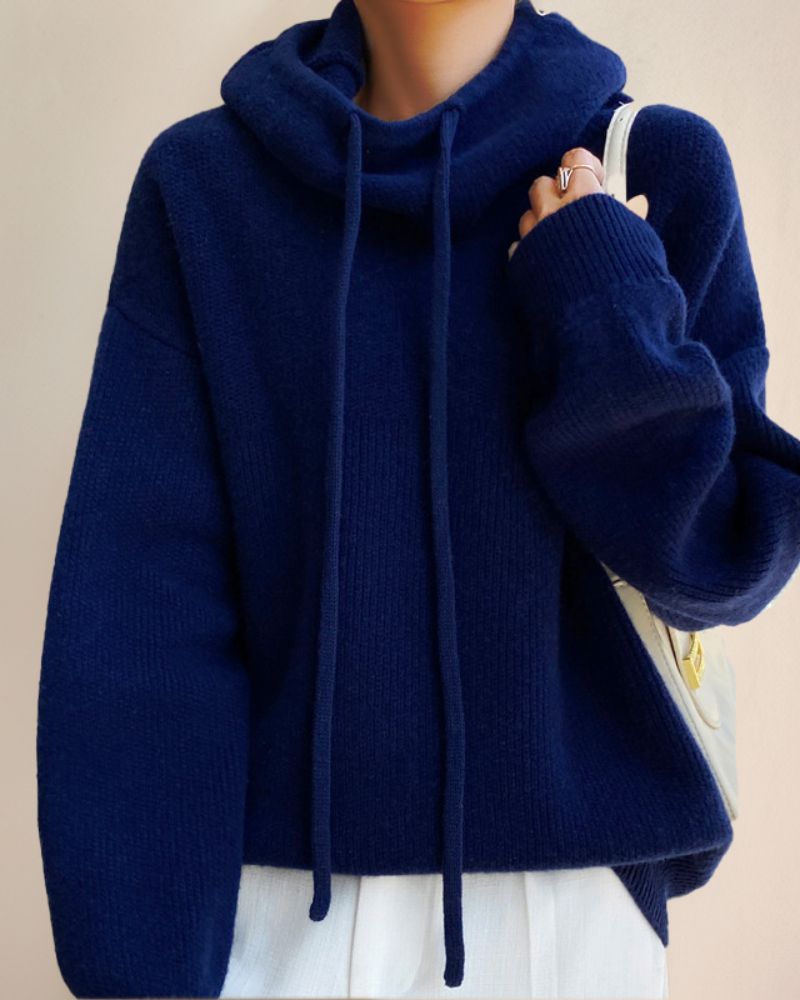 Women's Knitted Turtleneck Jumper with Mesh Design