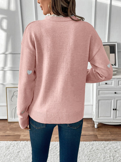 Women's Knitted V-Neck Jumper with Lace Detail