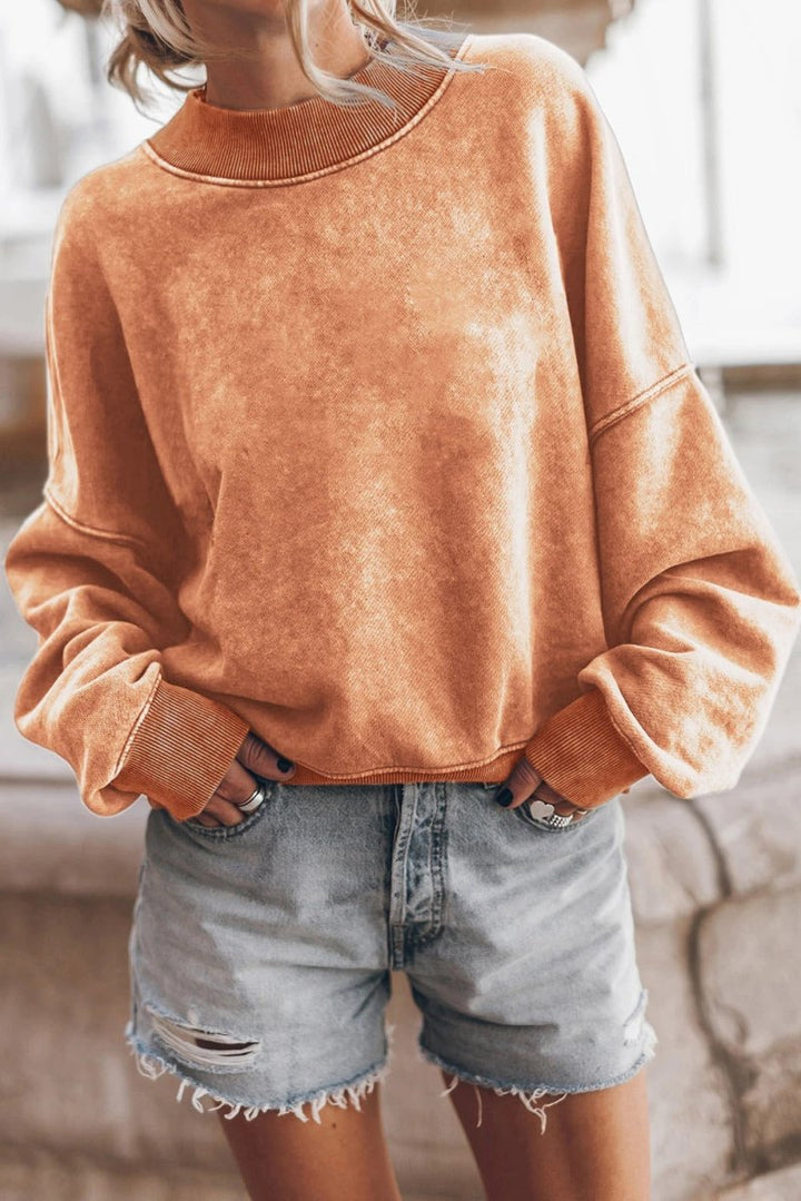Women's Long Sleeve Textured Knit Jumper with Loose Fit