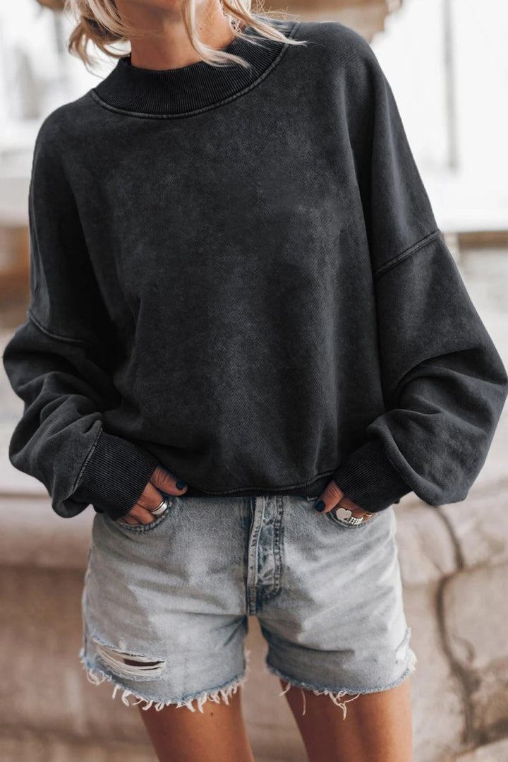 Women's Long Sleeve Textured Knit Jumper with Loose Fit
