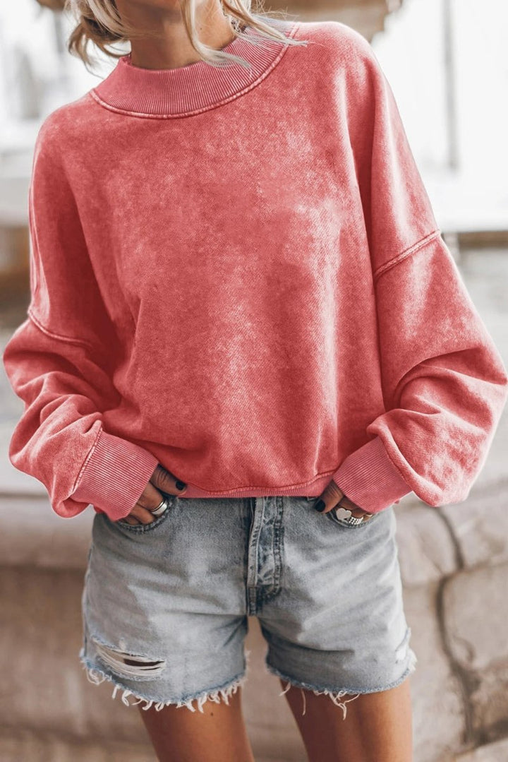 Women's Long Sleeve Textured Knit Jumper with Loose Fit