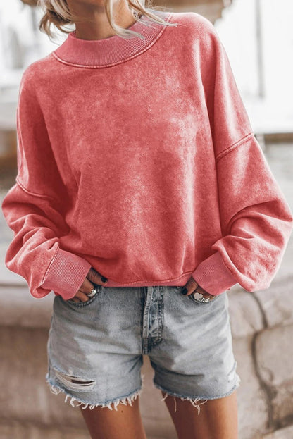 Women's Long Sleeve Textured Knit Jumper with Loose Fit