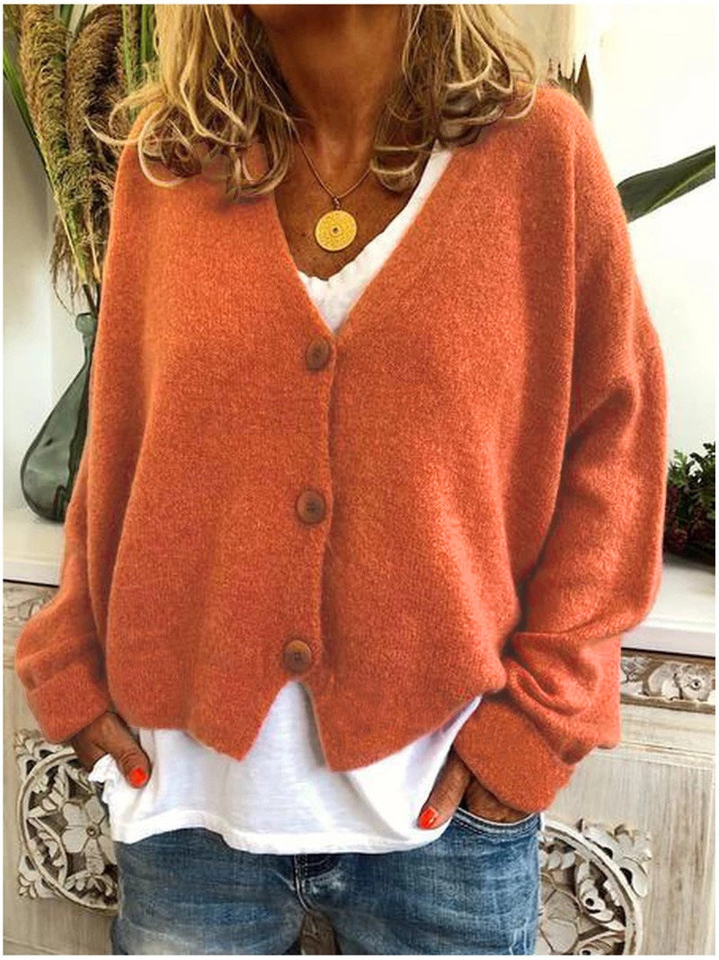 Women's Long V-Neck Cardigan in Soft Knit Fabric