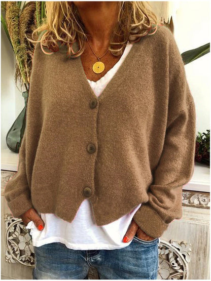 Women's Long V-Neck Cardigan in Soft Knit Fabric