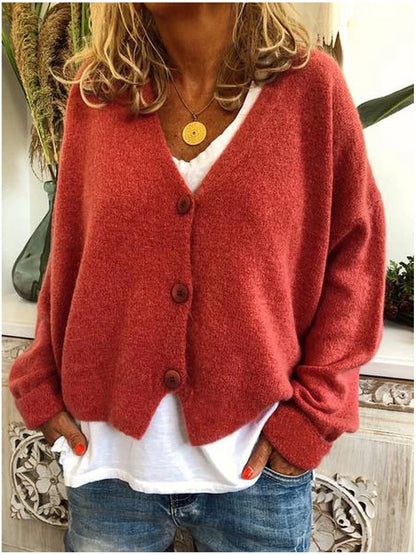 Women's Long V-Neck Cardigan in Soft Knit Fabric