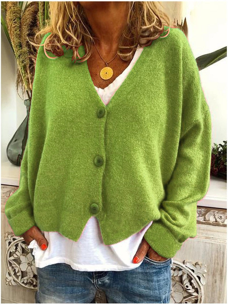 Women's Long V-Neck Cardigan in Soft Knit Fabric