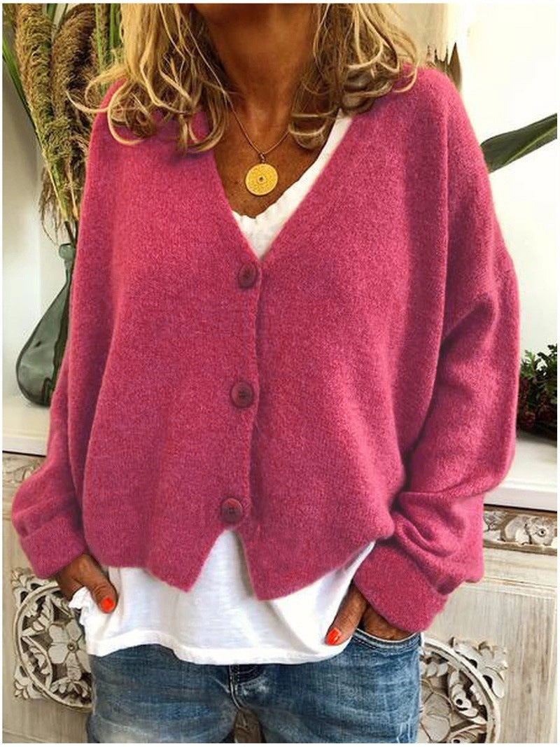 Women's Long V-Neck Cardigan in Soft Knit Fabric