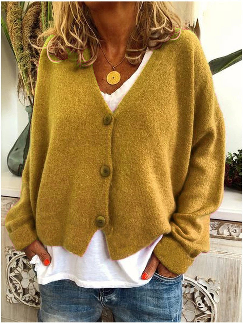 Women's Long V-Neck Cardigan in Soft Knit Fabric