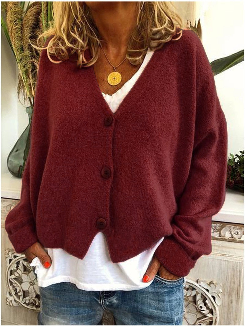 Women's Long V-Neck Cardigan in Soft Knit Fabric