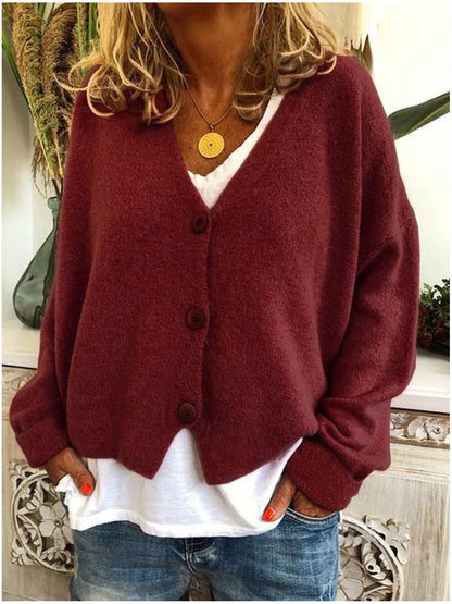 Women's Long V-Neck Cardigan in Soft Knit Fabric