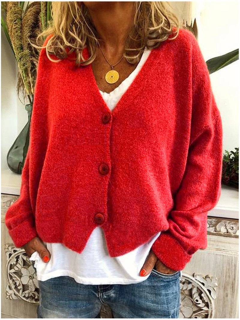 Women's Long V-Neck Cardigan in Soft Knit Fabric