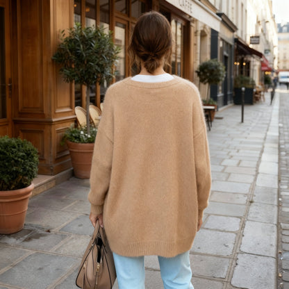 Women's Longline Cardigan in Soft Knit with Reinforced Seams