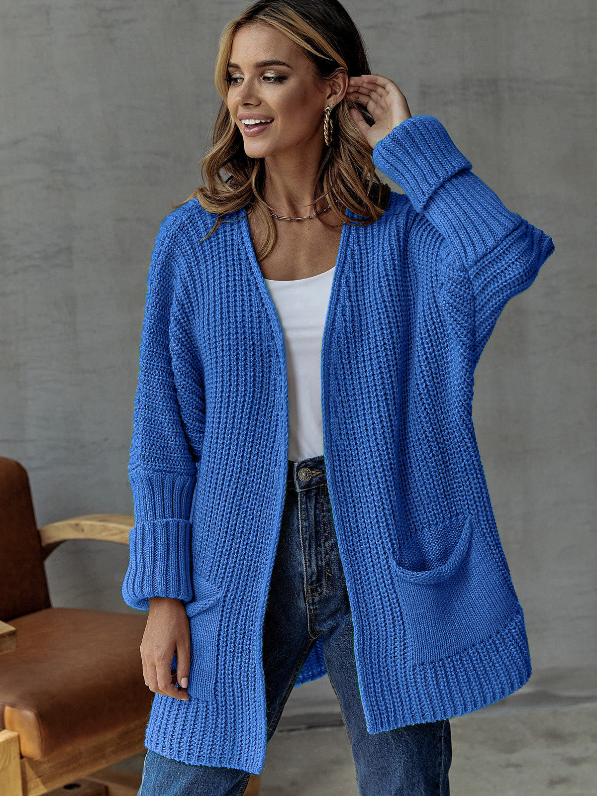 Women's Longline Cardigan with Hood and Deep Pockets