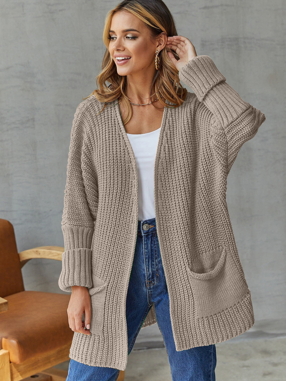 Women's Longline Cardigan with Hood and Deep Pockets
