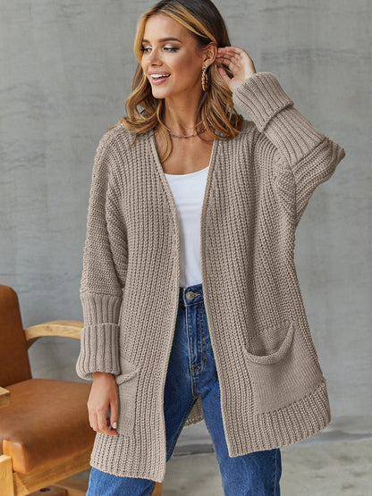 Women's Longline Cardigan with Hood and Deep Pockets