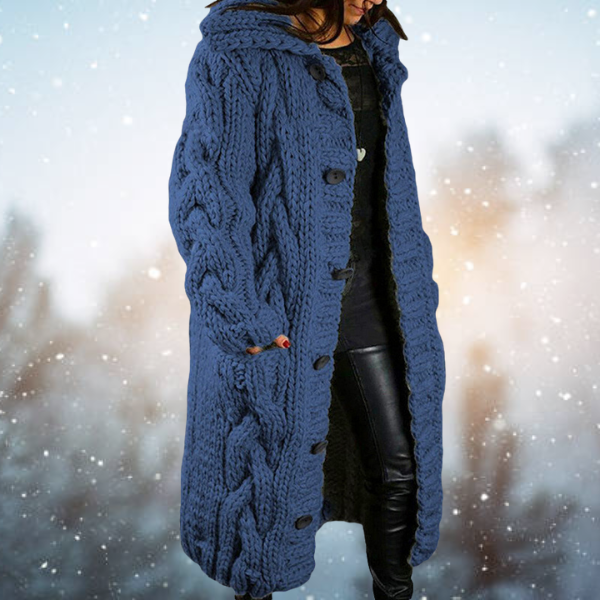 Women's Longline Chunky Knit Cardigan with Full Button Front