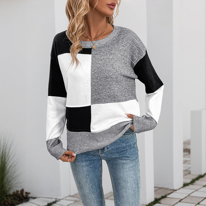 Women's Longline Geometric Knit Jumper with Soft Touch
