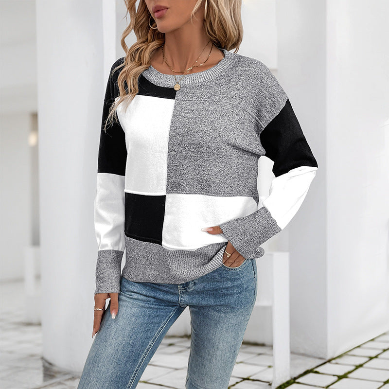 Women's Longline Geometric Knit Jumper with Soft Touch